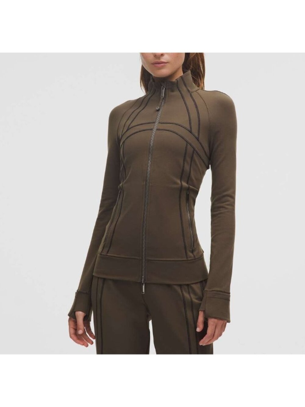 Lululemon Define Track Jacket Luon Olive Brown & Black Size 12 NWOT